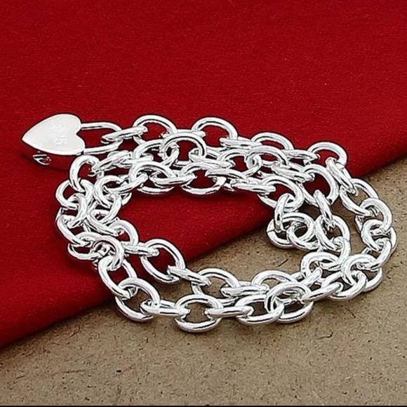 .925 stamped Plated heart padlock necklace - Picture 3 of 4